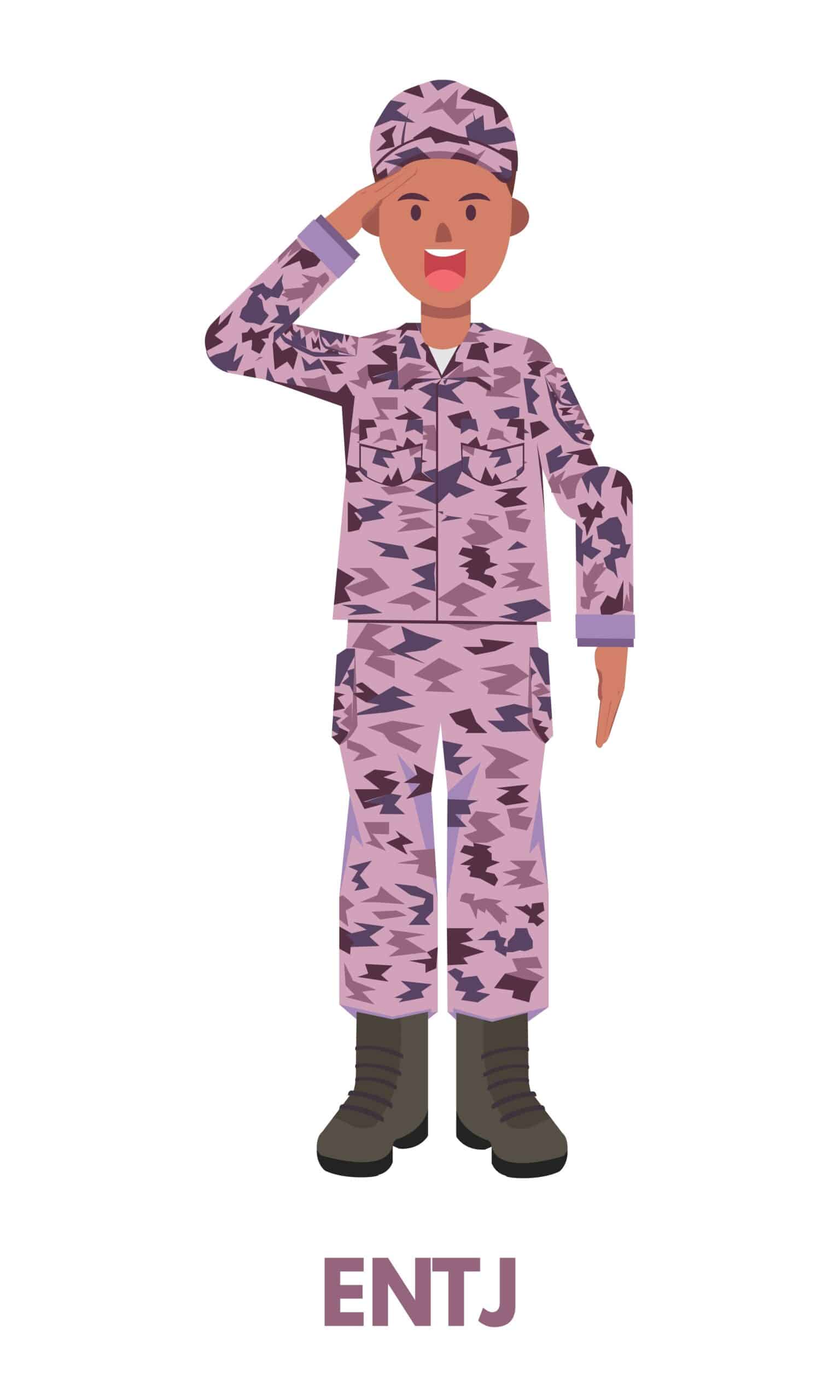 Military,Man,Commander,In,Purple,Clothing,Doing,Salute,Represents,Entj