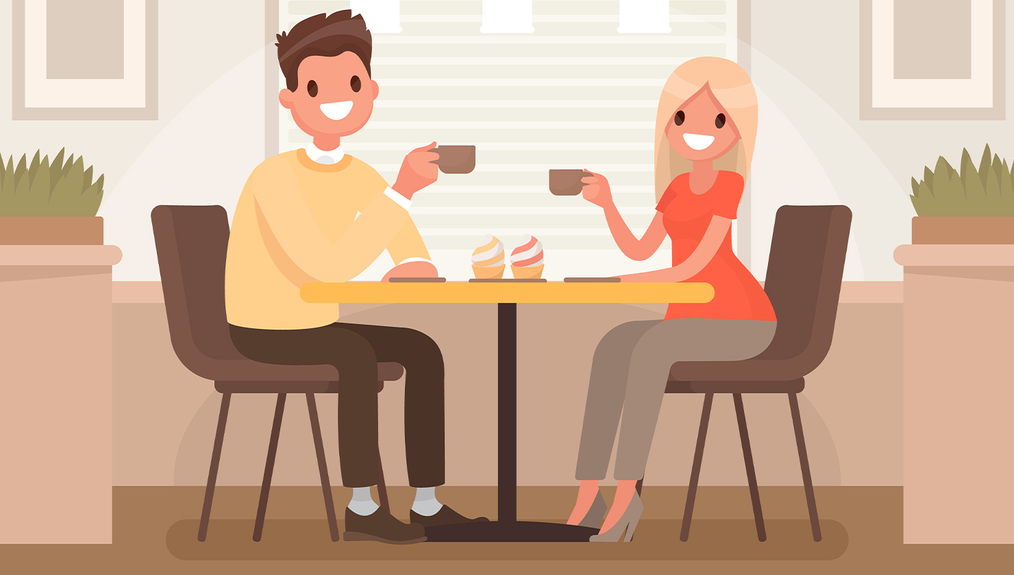 Рисунок люди за столиками кафе