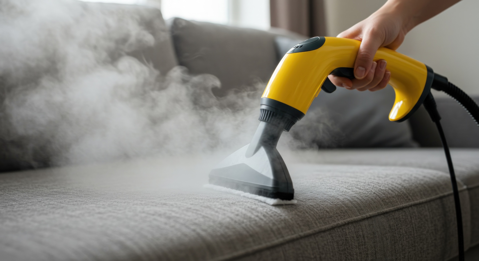 Steam cleaning upholstery for home hygiene and allergen removal