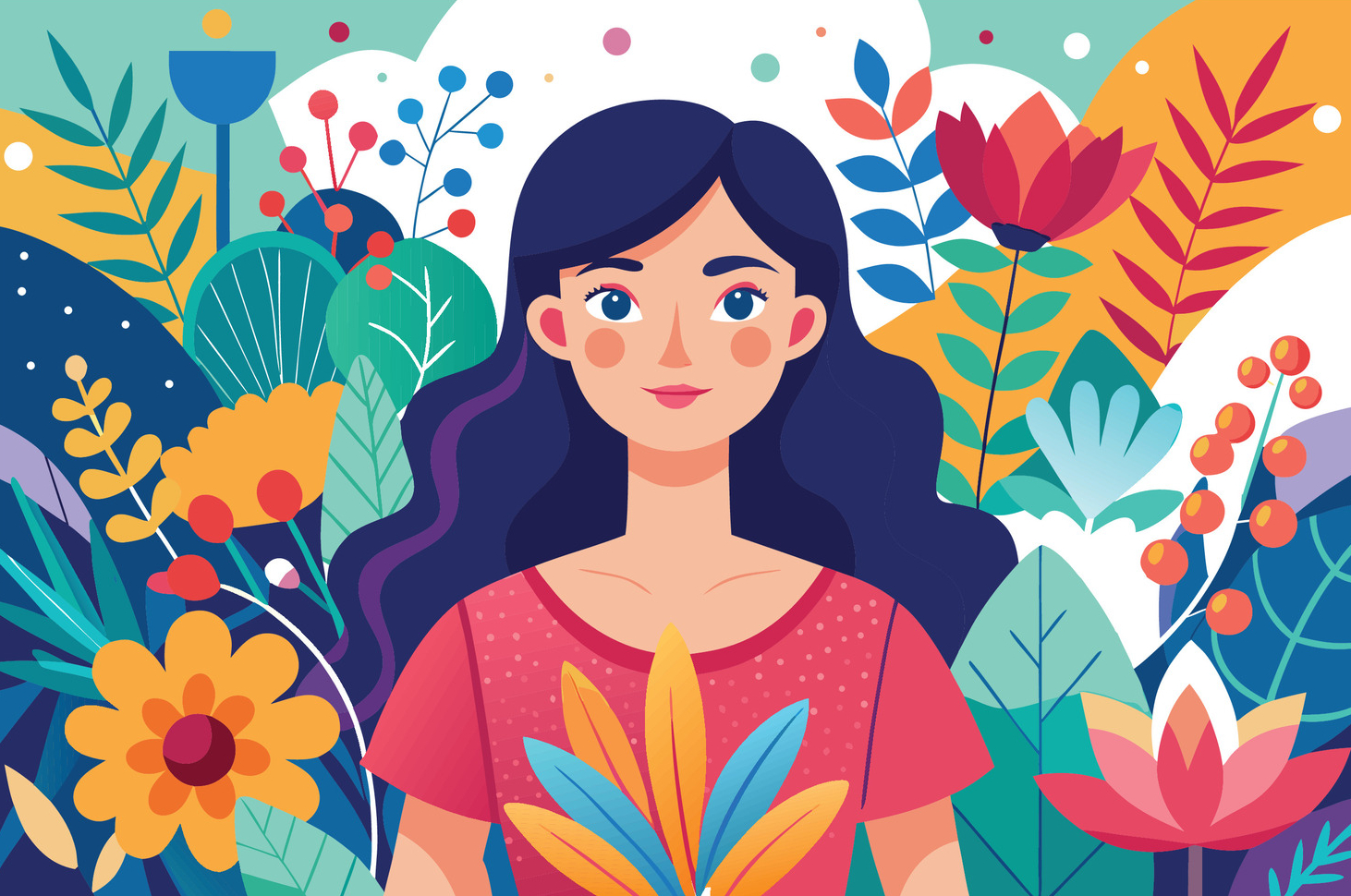 vecteezy-vibrant-portrait-of-a-woman-amidst-lush-colorful-tropical-69832130