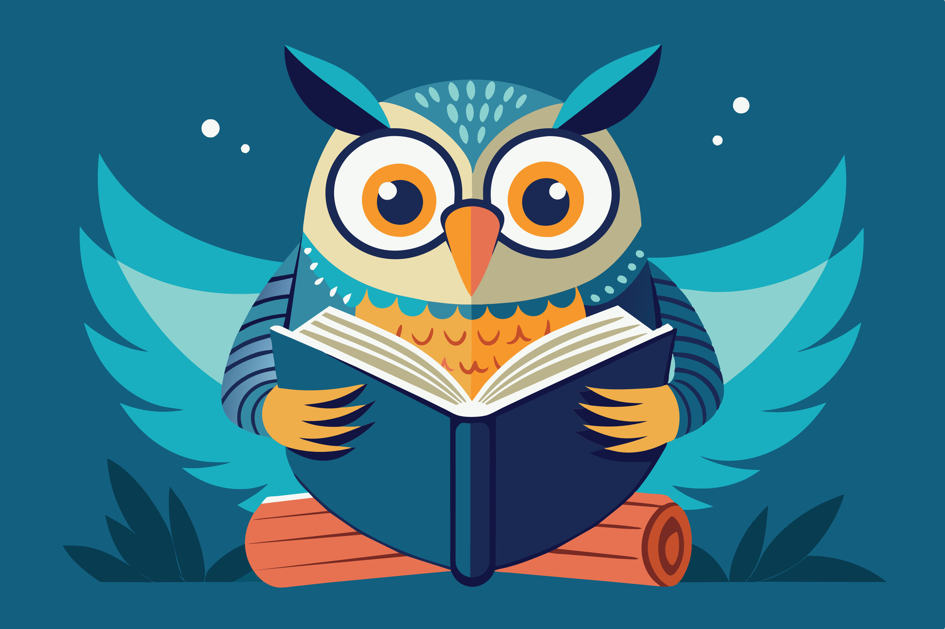 vecteezy-wise-owl-reading-a-book-while-perched-on-a-log-surrounded-52880686