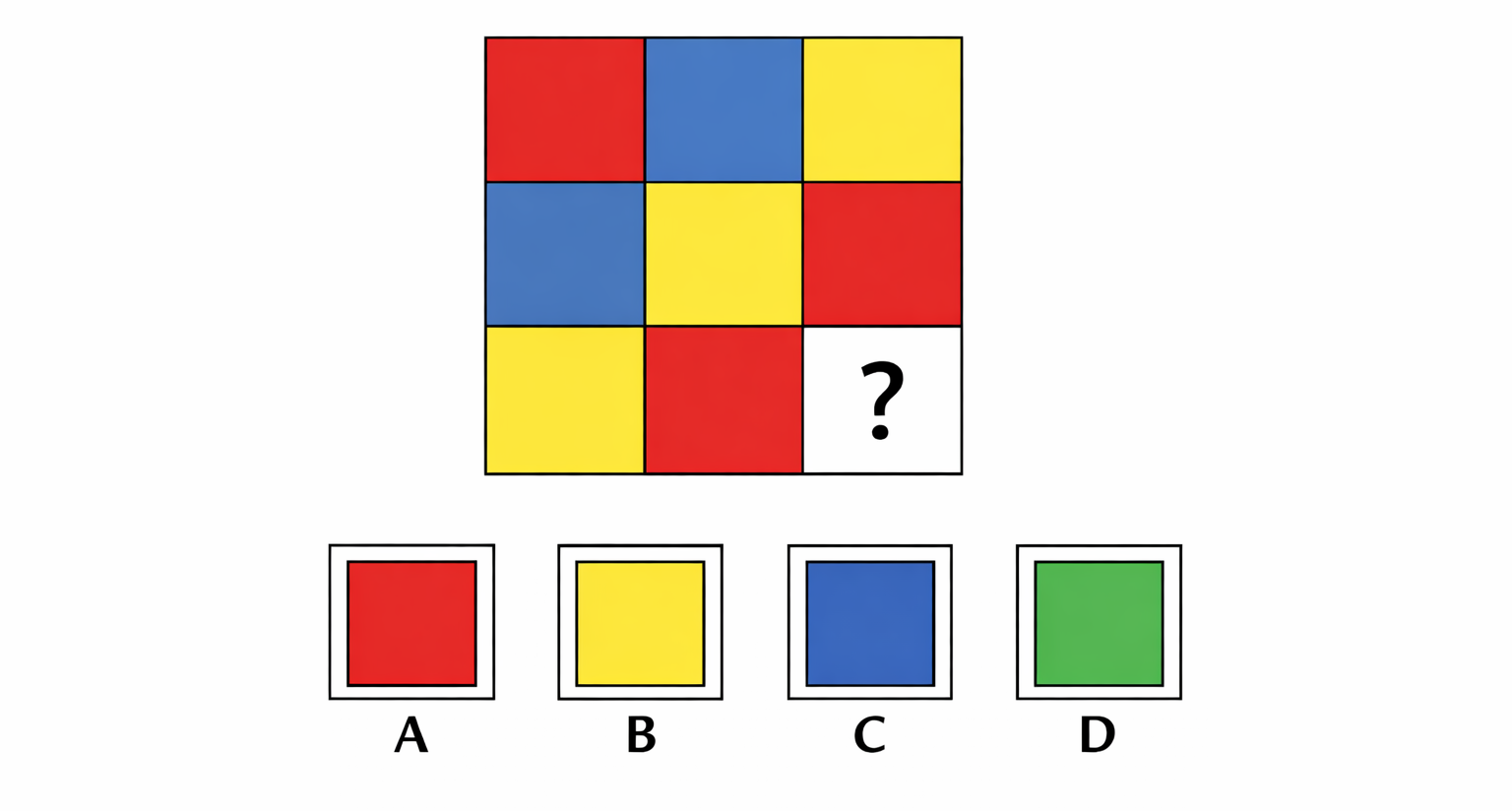 Color pattern puzzle with options (1)